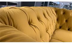 3-Sitzer Sofa Couch Chesterfield Couchgarnitur Samt safrangelb 198 cm