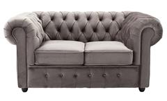 2-Sitzer Sofa Couch Chesterfield Wohnzimmer Couchgarnitur in Samt grau 156 cm