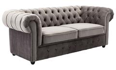 3-Sitzer Sofa Couch Chesterfield Wohnzimmer Couchgarnitur in Samt grau 198 cm