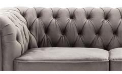 3-Sitzer Sofa Couch Chesterfield Wohnzimmer Couchgarnitur in Samt grau 198 cm