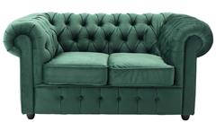 2-Sitzer Sofa Couch Chesterfield Wohnzimmer Couchgarnitur Samt dunkelgrün 156cm