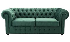 Sofa Couch Chesterfield 3-Sitzer Couchgarnitur Samt dunkelgrün 198 cm