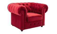 Sessel Loungesessel Chesterfield Relaxsessel Fernsehsessel in Samt rot 114cm