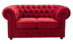 2-Sitzer Sofa Couch Chesterfield Wohnzimmer Couchgarnitur in Samt rot 156 cm