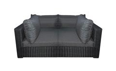 Sofa 2-Sitzer Loungesofa Polyrattan Couch Flexi Polstersofa Garten Terrasse grau