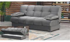 3-Sitzer Sofa Alonso Schlafsofa Couch Bettfunktion Stauraum in grau 195x76 cm