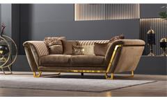 3-Sitzer Sofa Couch Lugaro creme Gestell Metall gold inkl. Kissen Wohnzimmer