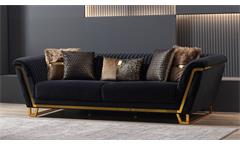 3-Sitzer Sofa Couch Lugaro anthrazit Gestell Metall gold inkl. Kissen Wohnzimmer