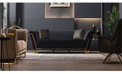Sofa 2-Sitzer Couch Lugaro anthrazit Gestell Metall gold inkl. Kissen Wohnzimmer