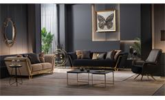Sofa 2-Sitzer Couch Lugaro anthrazit Gestell Metall gold inkl. Kissen Wohnzimmer