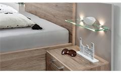 Bettanlage Bett mit Nachtkommoden Tender 180x200 Eiche San Remo Champagner LED