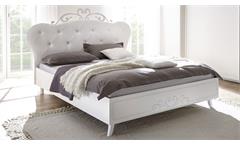 Polsterbett Livea Bett Doppelbett Bettgestell 180x200 weiß Lederlook und Melamin