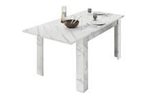 Tischgruppe Essgruppe Marmor-Style weiß grau Kunstleder weiß Esszimmer Carrara