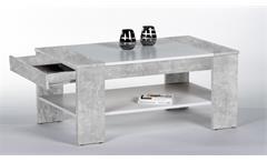 Couchtisch Finley Plus Tisch in Betonoptik und weiß mit 1 Schubkasten 100x58 cm
