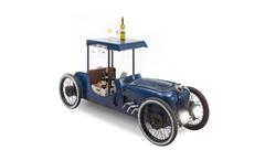 Auto-Bar Car Oldtimer Hausbar aus Metall blau Bartheke mit LED 196 cm