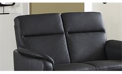 Sofa 2-Sitzer Polstersofa Couch Hampton Echtleder schwarz mit Federkern 140 cm