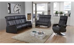 Sofa 3-Sitzer Relaxsofa Polstersofa Couch Adair in Echtleder schwarz 201 cm