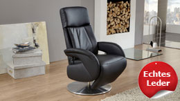 Drehsessel ADAIR STYLE Sessel in Echtleder schwarz 70 cm