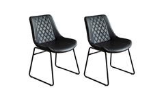 Stuhl Kunstleder Metall schwarz Esszimmerstuhl 2er Set gesteppt Loft Design