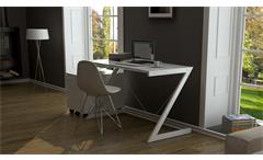 Schreibtisch 100 Z-Line TV-Rack in weiß mit Metallrahmen und Sicherheitsglas