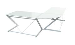 Ecktisch Z-Line Schreibtisch in weiß mit Metallrahmen und Sicherheitsglasscheibe