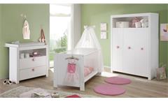 Babyzimmer Set 3-Teilig Olivia Babybett Schrank Wickelkommode Babymöbel in weiß