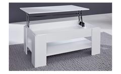 Couchtisch Universal Tisch in weiß mit Funktion Beistelltisch Wohnzimmertisch