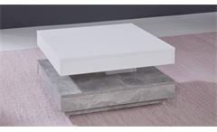 Couchtisch Universal Tisch drehbar Beton und weiß Wohnzimmertisch Beistelltisch