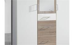 Kleiderschrank Click Schrnak in weiß Sonoma Eiche sägerau mit Spiegel 135 cm