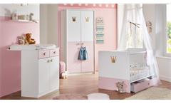 Babyzimmer Set Kinderzimmer Cindy 2 weiß rosé 3-tlg. Schrank Kommode 70x140 cm