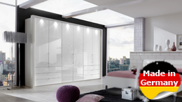 Kleiderschrank Loft Falttürenschrank Schrank Schlafzimmer weiß mit Glas 300 cm