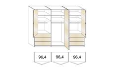 Kleiderschrank Loft Falttürenschrank Schrank Schlafzimmer weiß mit Glas 300 cm