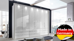 Kleiderschrank Loft Schrank Schlafzimmerschrank in weiß Glas mit Gleittür 300 cm