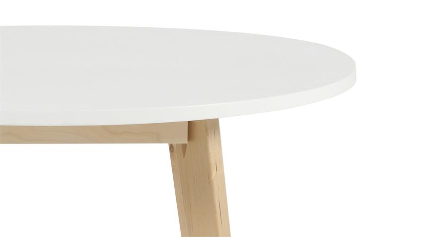 Tisch RAVEN weiß lackiert Ø 90 cm Gestell Birke teilmassiv