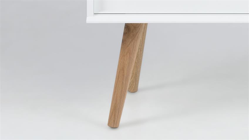 Kommode MITRA Anrichte Sideboard weiß mit Holzbeinen Eiche