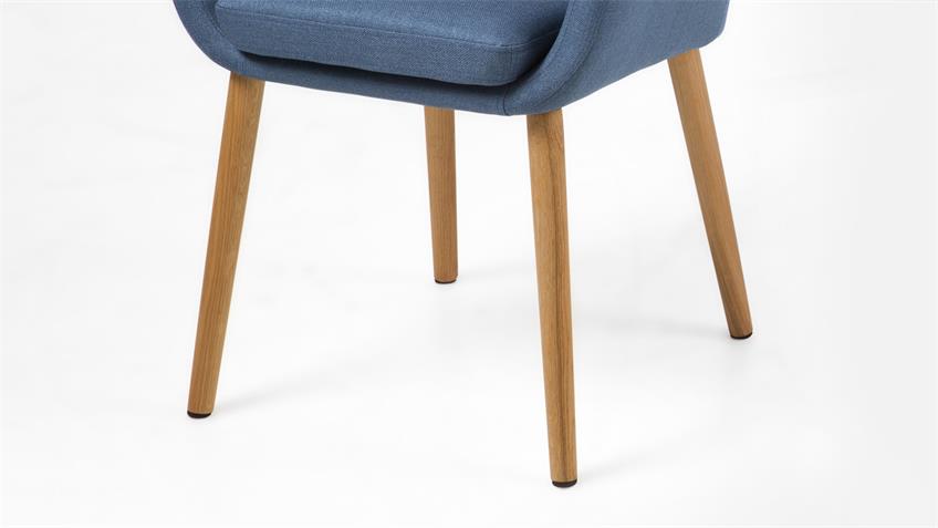 Stuhl NORA Armlehnstuhl Sessel in Vintage Stoff dunkelblau Eiche