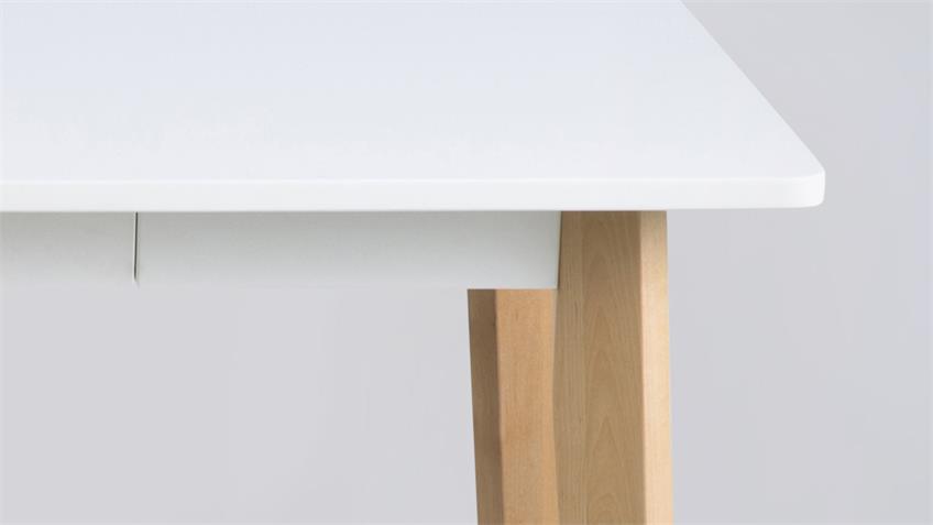Schreibtisch RAVEN 117x58cm Gestell Birke Platte weiß lackiert