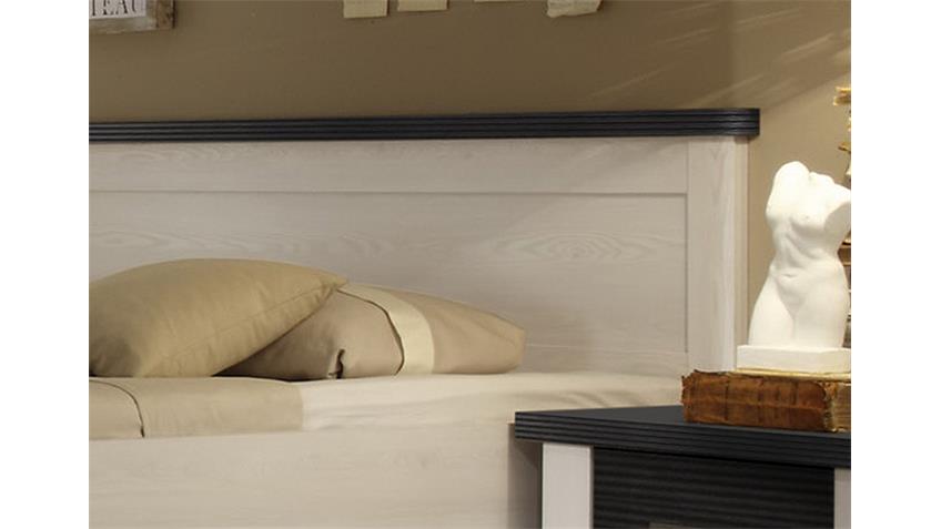 Bett mit Nachtkommoden Luca Pinie weiß Touchwood 180x200