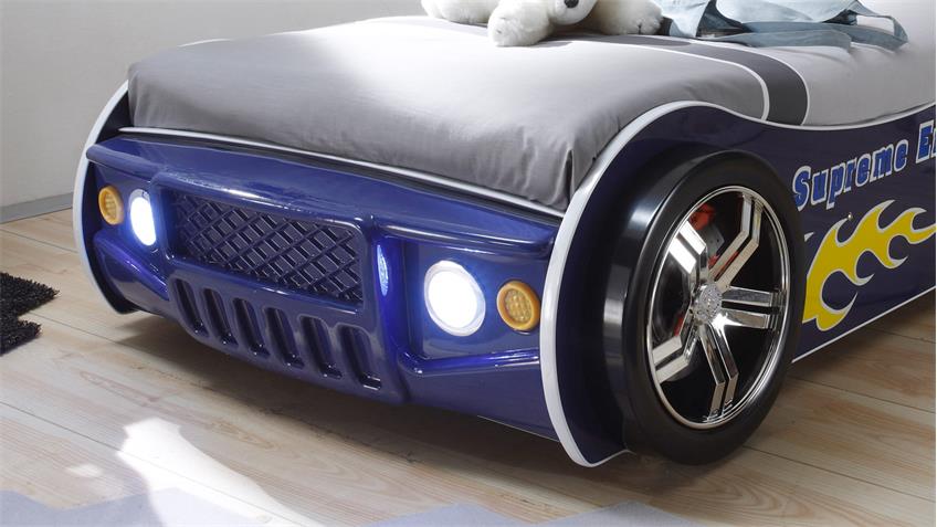 Autobett ENERGY MDF Kinderbett Bett blau lackiert inkl. Beleuchtung