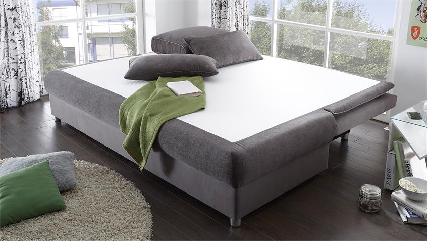 Schlafsofa SVENJA Sofa in grau Dauerschläfer mit Bettkasten