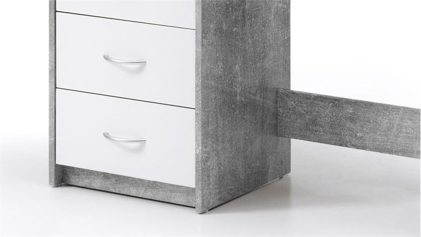 Schreibtisch Bürotisch Arbeitstisch Adria Büromöbel Betonoptik weiß 120x50 cm 