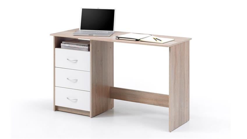 Schreibtisch ADRIA Computertisch Bürotisch Tisch Sonoma Eiche und weiß