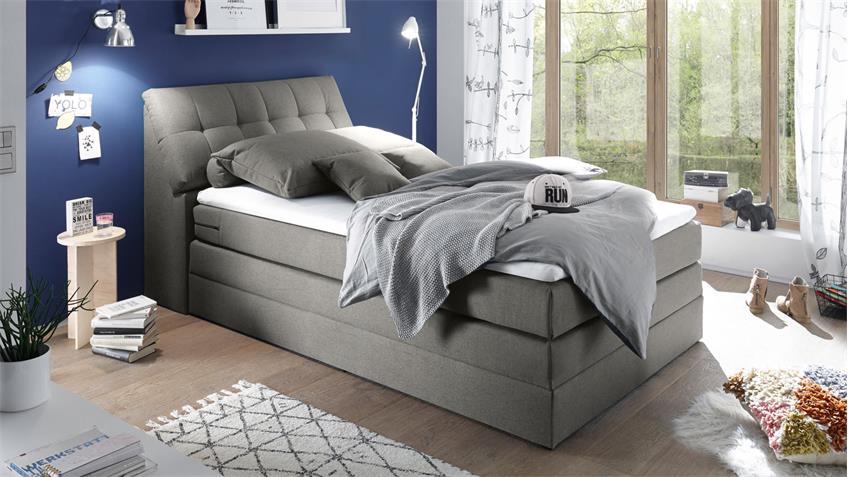 Boxspringbett SPACE Einzelbett Bett in grau 180x200 cm