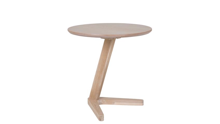 Tisch OLLIE Couchtisch Ø 50 cm Eiche natur Massivholz in weiß geölt