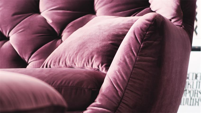 Sofa SIXTY 2,5-Sitzer Bezug Velour Stoff purple Gestell Chrom 200 cm