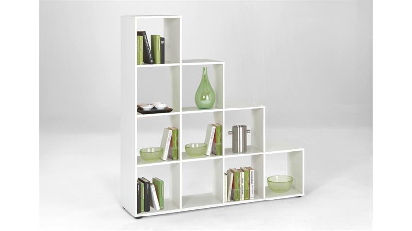 Raumteiler Mega 2 weißes Bücherregal mit 10 Fächern