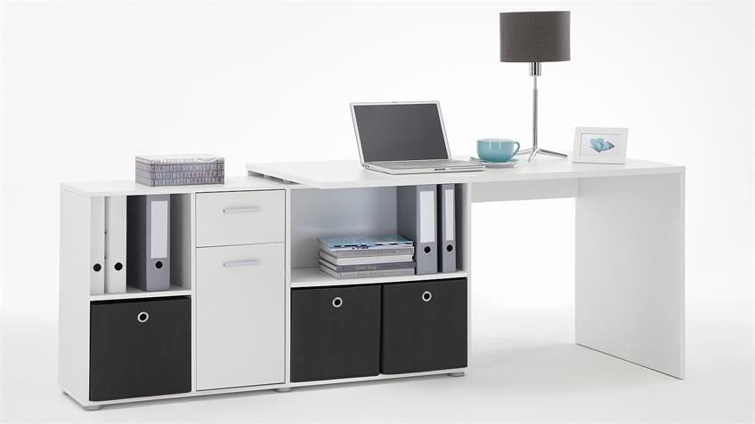 Schreibtisch LEXX Winkelkombination Tisch Bürotisch in weiß