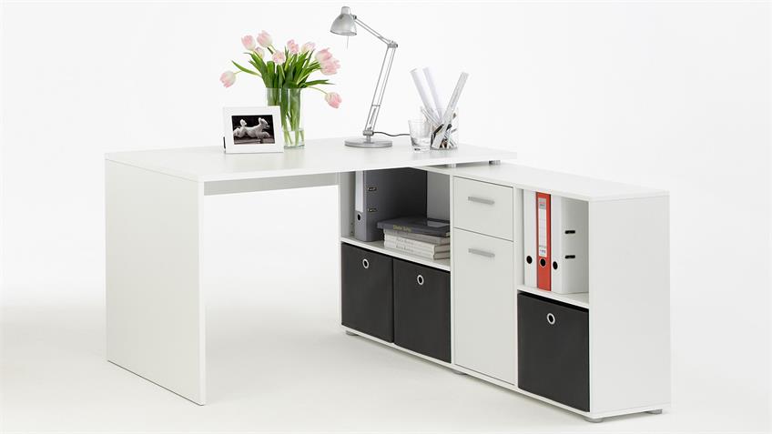 Schreibtisch LEXX Winkelkombination Tisch Bürotisch in weiß