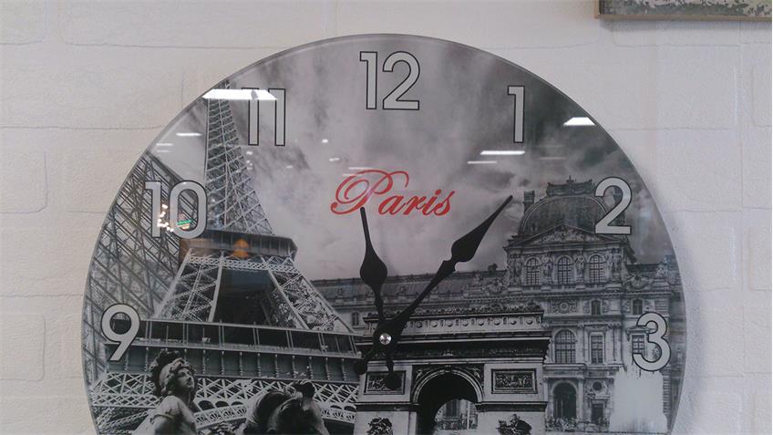 Wanduhr Paris dekorative Motiv Uhr Glas bedruckt