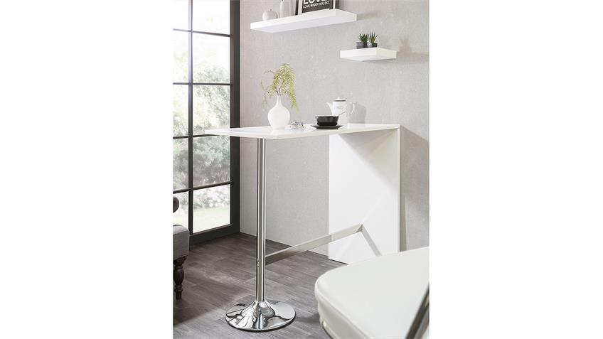 Bartisch PARTY Stehtisch Bistrotisch Tisch in weiß Hochglanz 120 cm
